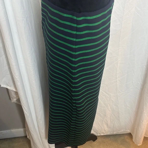 LOFT Green and Navy Striped Pencil Skirt - Picture 3 of 5